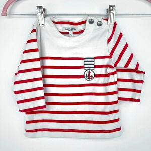 Jean Paul Gaultier Bebe Red White Striped Nautical Shirt Cotton Size 1